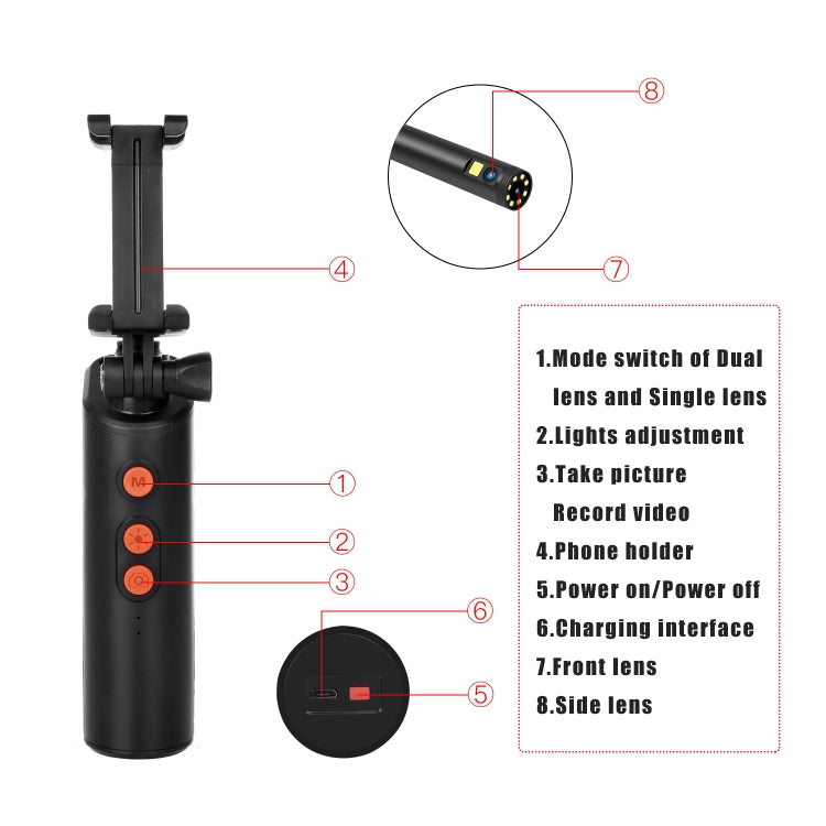 F280 1080P IP68 Waterproof Dual Camera WiFi Digital Endoscope, Length:3m Snake Tube(Black) - by PMC Jewellery | Online Shopping South Africa | PMC Jewellery | Buy Now Pay Later Mobicred