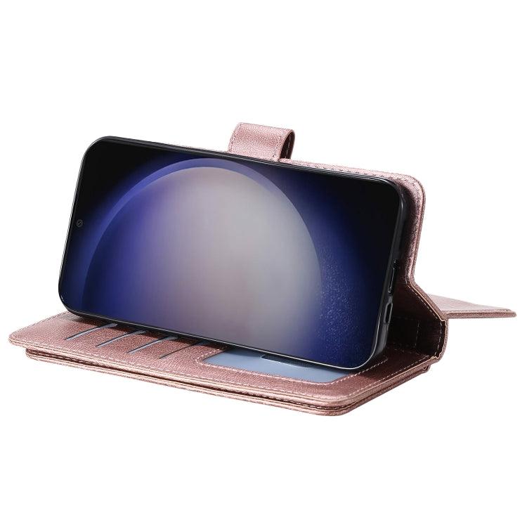 For Samsung Galaxy S25+ / S24+ 5G Multi-Function Wallet 10 Card Slots Leather Phone Case(Rose Gold) - Galaxy S25+ 5G Cases by PMC Jewellery | Online Shopping South Africa | PMC Jewellery | Buy Now Pay Later Mobicred