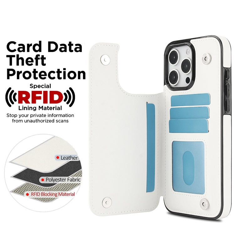 For iPhone 16 Pro Max Double Buckle Rhombic PU Leather Phone Case(White) - iPhone 16 Pro Max Cases by PMC TechLife | Online Shopping South Africa | PMC TechLife | Buy Now Pay Later Mobicred