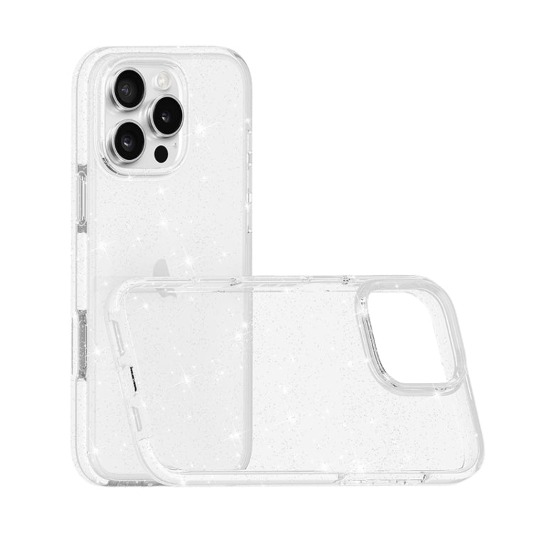 For iPhone 16 Plus Dual Color Clear Glitter TPU + TPE Full Coverage Phone Case(Glitter White) - iPhone 16 Plus Cases by PMC TechLife | Online Shopping South Africa | PMC TechLife | Buy Now Pay Later Mobicred