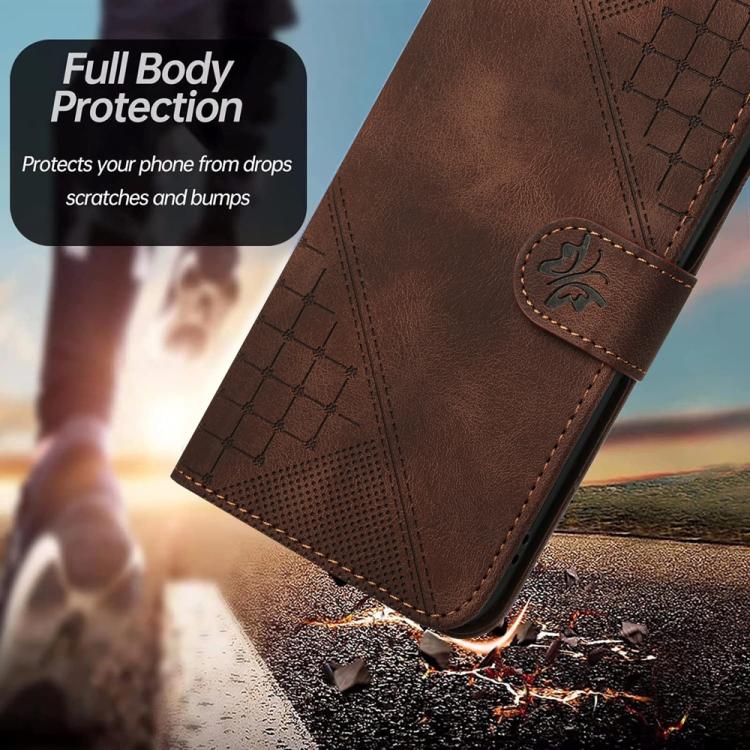 For iPhone 17 Pro Max YX0080 Grid Butterfly Embossed Pattern Flip Leather Phone Case with Lanyard(Coffee) - free shipping - PMc TechLife - Order now!