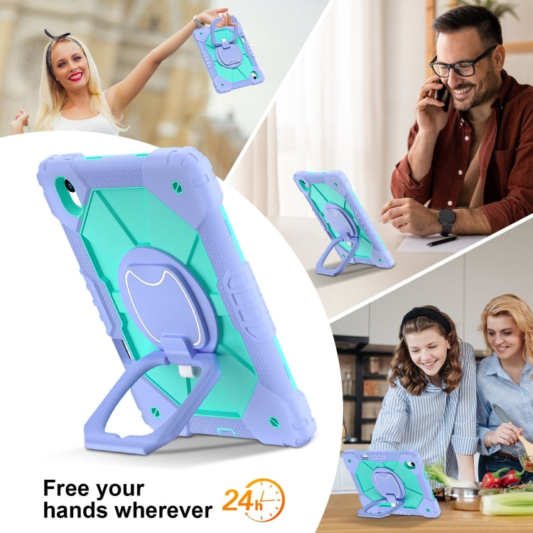 For Huawei Matepad 11.5 2023 Contrast Color Robot Silicone Hybrid PC Tablet Case(Purple Mint Green) - Huawei by PMC Jewellery | Online Shopping South Africa | PMC Jewellery | Buy Now Pay Later Mobicred