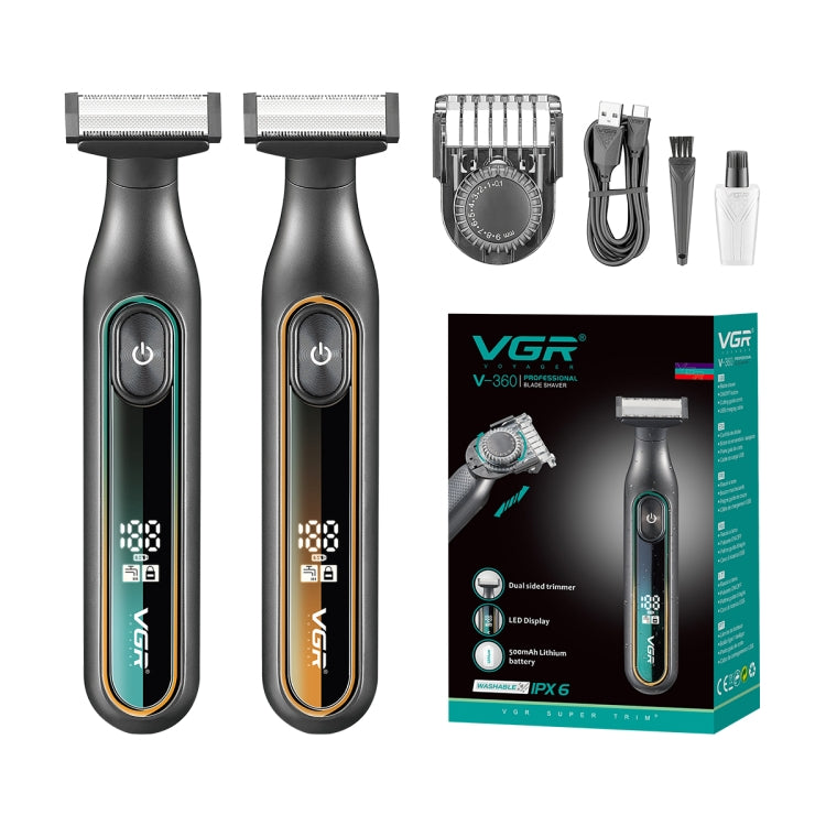 VGR V-360 5W USB Digital Display Electric T-shaped Shaver(Green) - Shavers & Accessories by VGR | Online Shopping South Africa | PMC TechLife | Buy Now Pay Later Mobicred