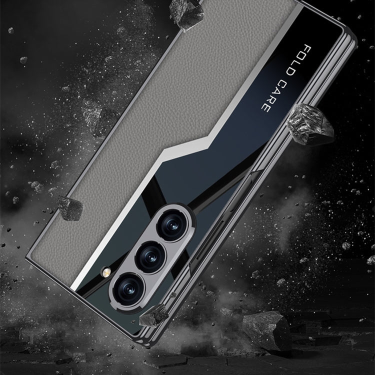 For Samsung Galaxy Z Fold6 GKK Integrated Plating TPU + Leather Supercar Full Coverage Phone Case(Grey) - free shipping - PMC Jewellery - Order now!