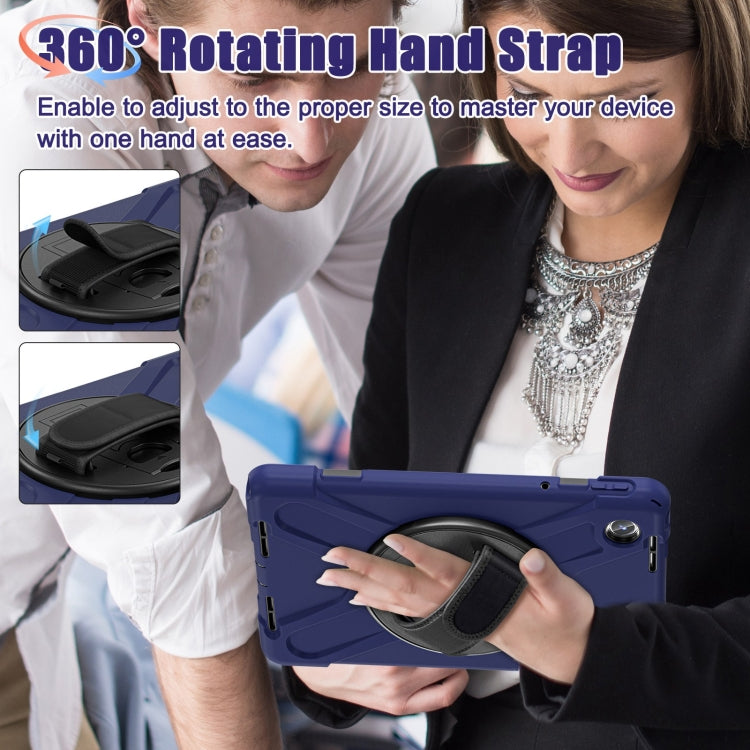 For Lenovo Tab M11 /Xiaoxin Pad 11 2024 Rotatable Holder Silicone Hybrid PC Tablet Case with Shoulder Strap(Navy Blue) - free shipping - PMC Jewellery - Order now!