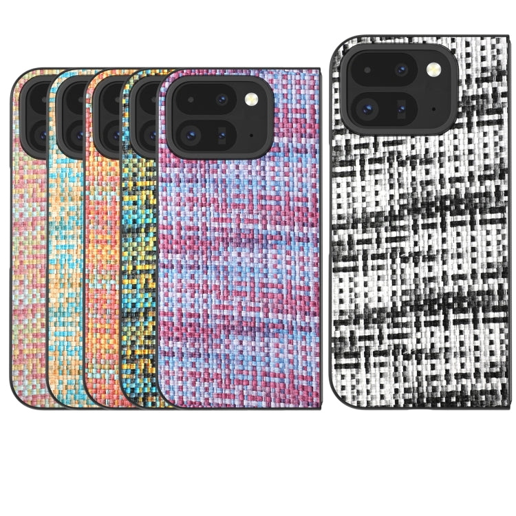 For Google Pixel 9 Pro Fold Black Frame Color Lattice Texture PU Phone Case(Purple) - Google Cases by PMC TechLife | Online Shopping South Africa | PMC TechLife | Buy Now Pay Later Mobicred