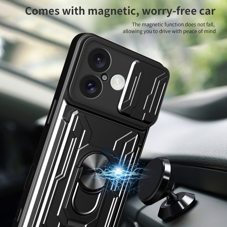 For iPhone 16 Sliding Camshield TPU+PC Phone Case with Card Slot(Rose Gold) - iPhone 16 Cases by PMC TechLife | Online Shopping South Africa | PMC TechLife | Buy Now Pay Later Mobicred