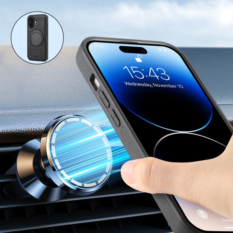 For iPhone 16 Denior A14 Skin Feel Rotating Holder MagSafe Phone Case(Black) - iPhone 16 Cases by Denior | Online Shopping South Africa | PMC TechLife | Buy Now Pay Later Mobicred