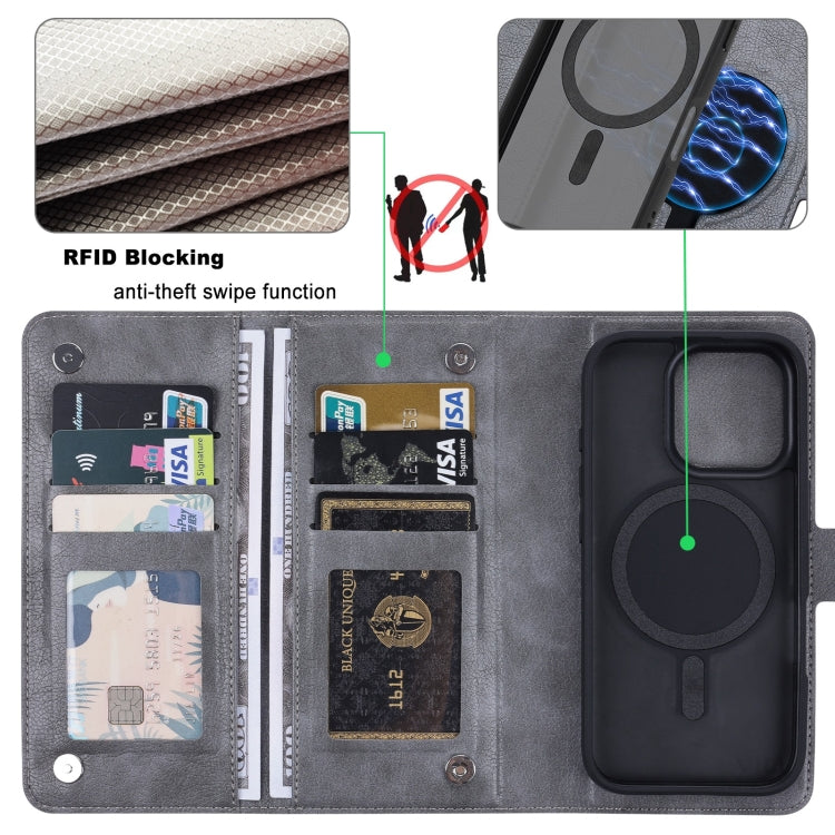 For iPhone 16 Pro ViLi GVA Series MagSafe Magnetic RFID Leather Phone Case(Grey) - iPhone 16 Pro Cases by ViLi | Online Shopping South Africa | PMC TechLife | Buy Now Pay Later Mobicred
