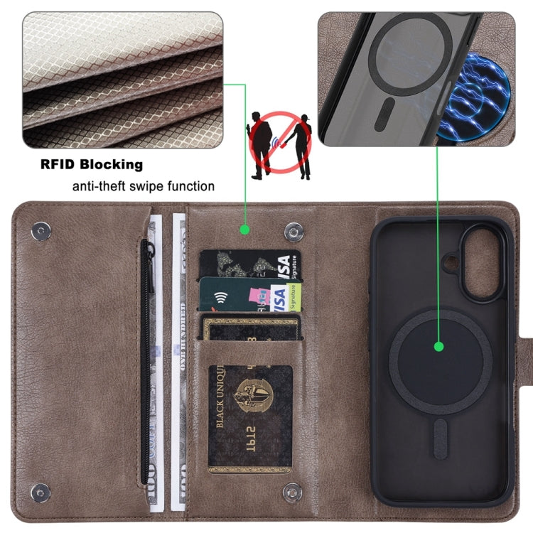 For iPhone 16 ViLi GVS Series MagSafe Magnetic RFID Leather Phone Case(Coffee) - iPhone 16 Cases by ViLi | Online Shopping South Africa | PMC TechLife | Buy Now Pay Later Mobicred