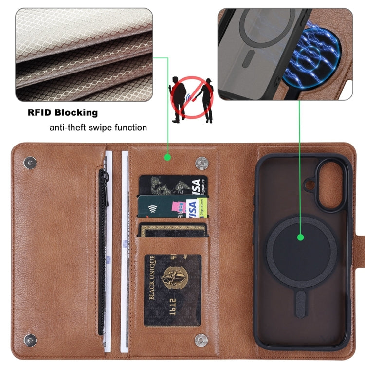 For iPhone 16 ViLi GVS Series MagSafe Magnetic RFID Leather Phone Case(Brown) - iPhone 16 Cases by ViLi | Online Shopping South Africa | PMC TechLife | Buy Now Pay Later Mobicred