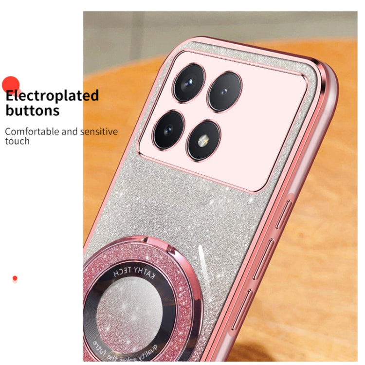 For Redmi K70 / K70 Pro Plated Gradient Glitter Round Holder TPU Phone Case(Black) - Xiaomi Cases by PMC Jewellery | Online Shopping South Africa | PMC Jewellery | Buy Now Pay Later Mobicred