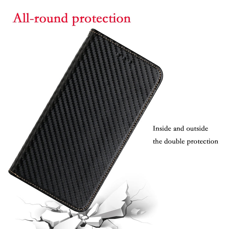 For iPhone 16 Pro Max Carbon Fiber Texture Magnetic Flip Leather Phone Case(Black) - iPhone 16 Pro Max Cases by PMC TechLife | Online Shopping South Africa | PMC TechLife | Buy Now Pay Later Mobicred