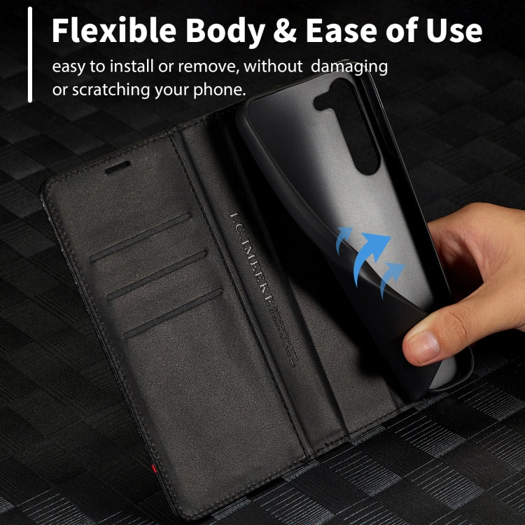 For Samsung Galaxy S25+ 5G LC.IMEEKE Carbon Fiber Leather Phone Case(Horizontal Black) - free shipping - PMC Jewellery - Order now!