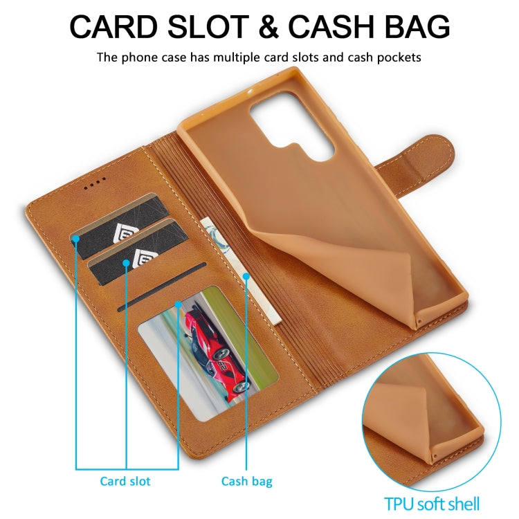 For Samsung Galaxy S25 Ultra 5G LC.IMEEKE Calf Texture Leather Phone Case(Brown) - Galaxy S25 Ultra 5G Cases by LC.IMEEKE | Online Shopping South Africa | PMC Jewellery | Buy Now Pay Later Mobicred