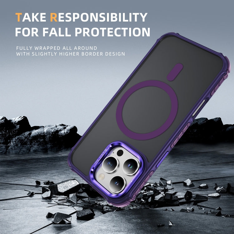 For iPhone 16 Pro Rainbow Series Skin Feel MagSafe Lens Holder Phone Case(Dark Purple) - iPhone 16 Pro Cases by PMC TechLife | Online Shopping South Africa | PMC TechLife | Buy Now Pay Later Mobicred