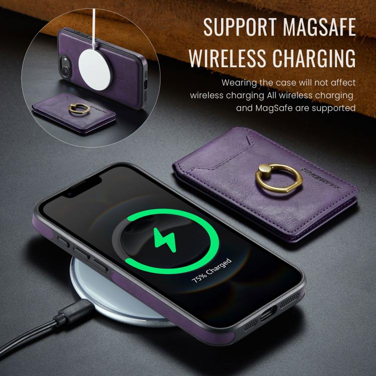For iPhone 16e DG.MING K1 MagSafe Detachable Wallet RFID Back Cover Phone Case(Purple) - free shipping - PMc TechLife - Order now!