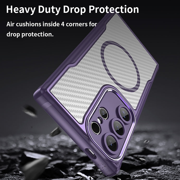 For Samsung Galaxy S25 Ultra 5G Carbon Fiber Texture MagSafe Translucent Phone Case(Purple) - Galaxy S25 Ultra 5G Cases by PMC Jewellery | Online Shopping South Africa | PMC Jewellery | Buy Now Pay Later Mobicred