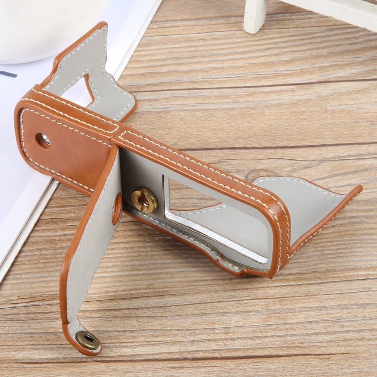 For FUJIFILM X100VI Glossy PU Leather Camera Half Case Base(Brown) - Half Case by PMC TechLife | Online Shopping South Africa | PMC TechLife | Buy Now Pay Later Mobicred