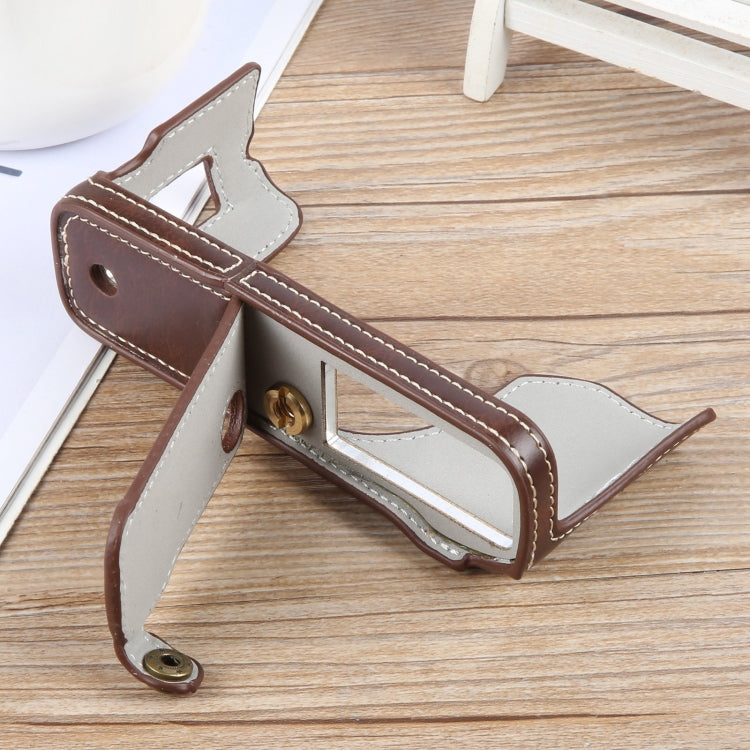 For FUJIFILM X100VI Glossy PU Leather Camera Half Case Base(Coffee) - Half Case by PMC TechLife | Online Shopping South Africa | PMC TechLife | Buy Now Pay Later Mobicred