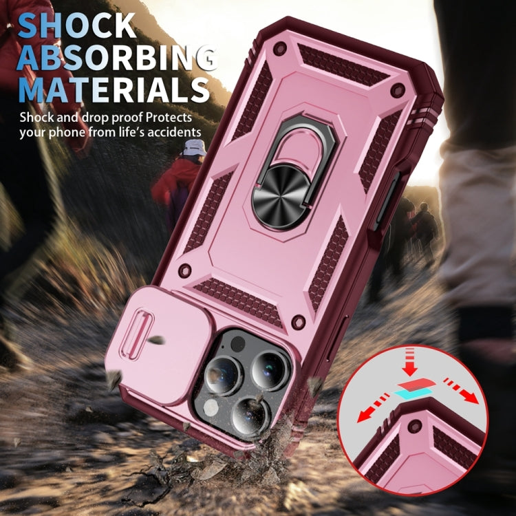 For iPhone 16 Pro Sliding Camshield TPU + PC Phone Case with Holder(Pink+Rose Red) - iPhone 16 Pro Cases by PMC TechLife | Online Shopping South Africa | PMC TechLife | Buy Now Pay Later Mobicred