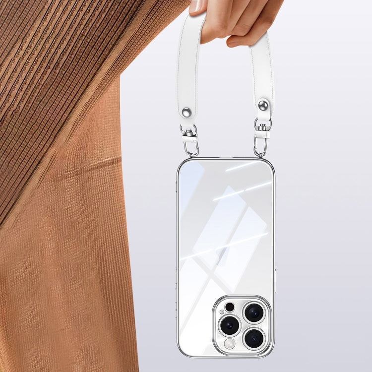 For iPhone 15 Pro Max SULADA Electroplated Clear TPU Soft Frame Phone Case with Wrist Strap(Black) - iPhone 15 Pro Max Tempered Glass by SULADA | Online Shopping South Africa | PMC Jewellery | Buy Now Pay Later Mobicred