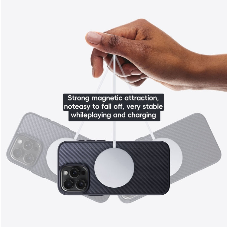For iPhone 16 Plus Carbon Fiber Kevlar MagSafe Magnetic Phone Case(Black) - free shipping - PMC Jewellery - Order now!