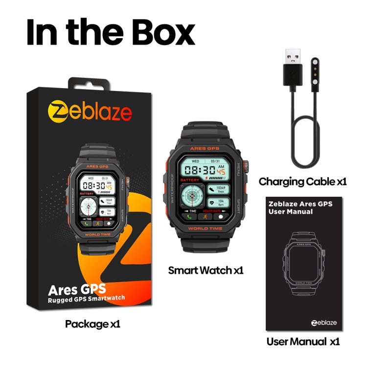 Zeblaze Ares GPS Rugged GPS Smart Watch, Support Heart Rate / Pulse Ox Blood Oxygen(Lava Black) - free shipping - PMC TechLife - Order now!