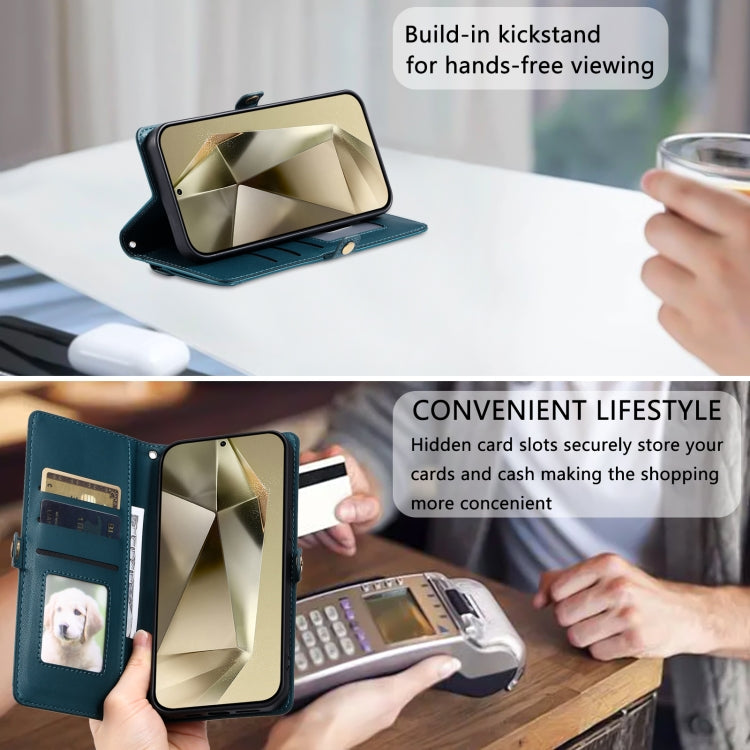 For Samsung Galaxy S25 5G Wallet Multi-card Slot Leather Phone Case with Lanyard(Green) - Galaxy S25 5G Cases by PMC TechLife | Online Shopping South Africa | PMC TechLife | Buy Now Pay Later Mobicred