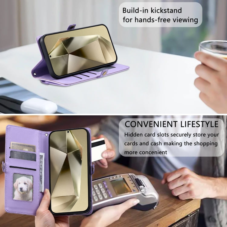 For Samsung Galaxy S25 Ultra 5G Wallet Multi-card Slot Leather Phone Case with Lanyard(Purple) - Galaxy S25 Ultra 5G Cases by PMC TechLife | Online Shopping South Africa | PMC TechLife | Buy Now Pay Later Mobicred