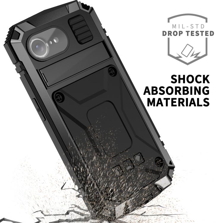 For iPhone 16e R-JUST Life Waterproof Dustproof Shockproof Phone Case(Black) - free shipping - PMC TechLife - Order now!