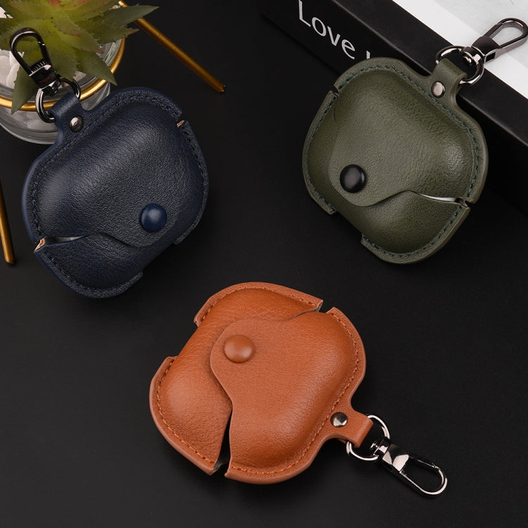 For Samsung Galaxy Buds 3 Business Leather Bluetooth Earphone Protective Case with Hook(Green) - free shipping - PMC Jewellery - Order now!