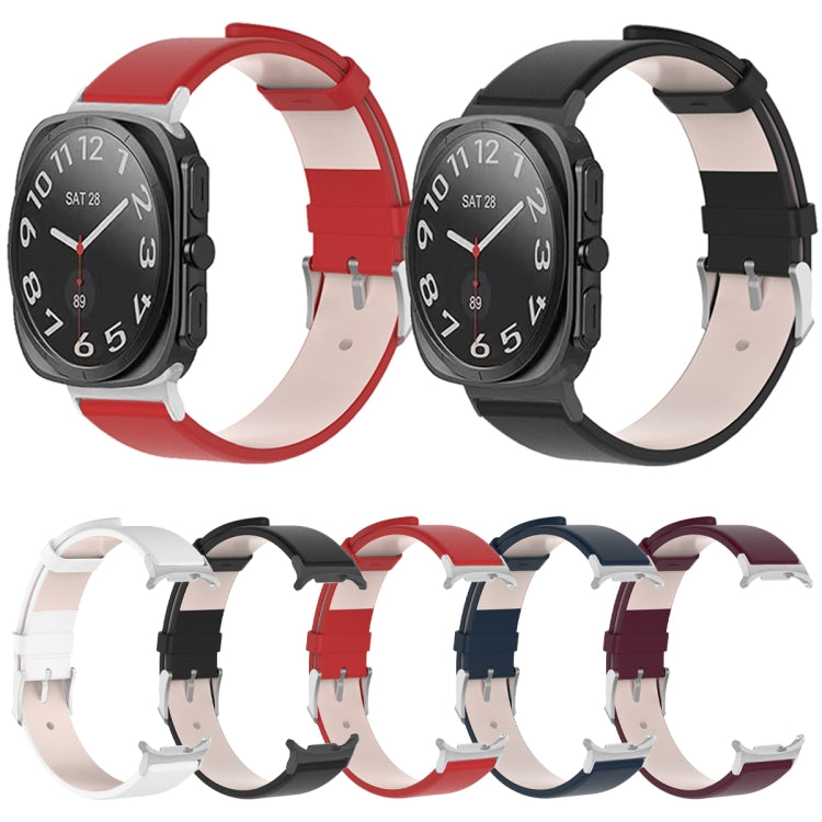 For Samsung Galaxy Watch Ultra 47mm Stainless Steel Silver Buckle Leather Watch Band(White) - free shipping - PMC TechLife - Order now!