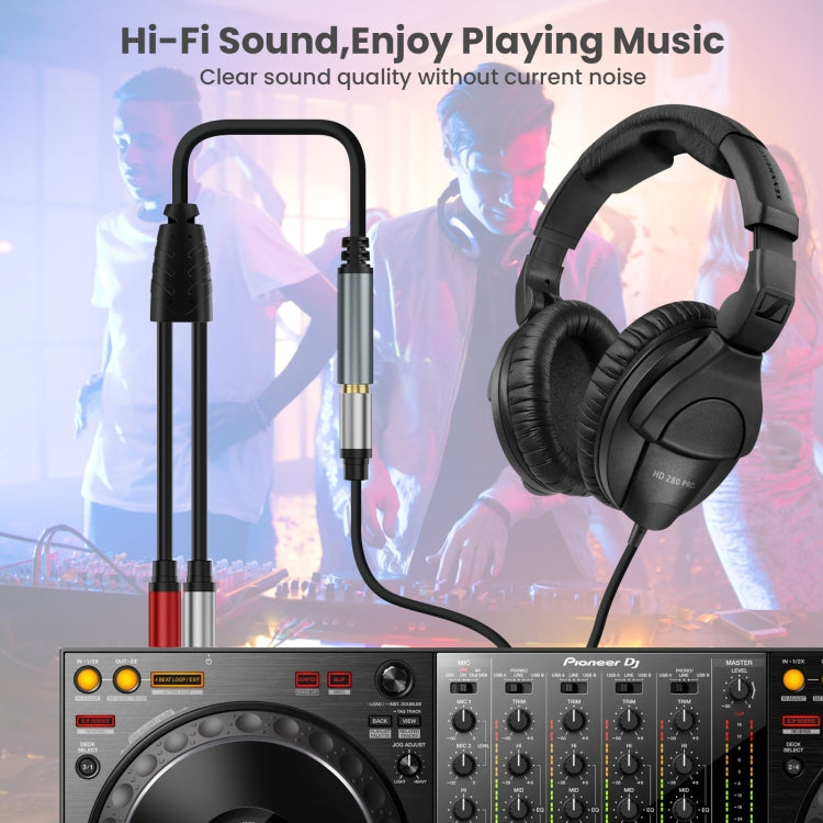 3m 6.35mm TRS Stereo Female to 2 x 6.35mm TS Male Mono Audio Adapter Cable(Black) - Video & Audio Cable by PMC Jewellery | Online Shopping South Africa | PMC Jewellery | Buy Now Pay Later Mobicred