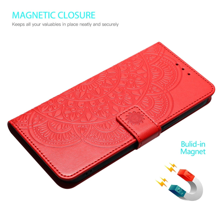 For Motorola Moto G Play 2024 Flower Embossed Leather Phone Case(Red) - Motorola Cases by PMC Jewellery | Online Shopping South Africa | PMC Jewellery | Buy Now Pay Later Mobicred