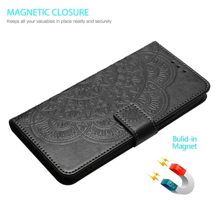 For Motorola Moto G Play 2024 Flower Embossed Leather Phone Case(Black) - Motorola Cases by PMC Jewellery | Online Shopping South Africa | PMC Jewellery | Buy Now Pay Later Mobicred