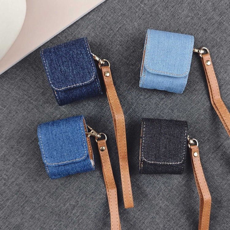 For AirPods 1 / 2 Cowboy Fabric Texture PU Headset Protective Bag(Blue) - For AirPods 1/2 by PMC Jewellery | Online Shopping South Africa | PMC Jewellery | Buy Now Pay Later Mobicred