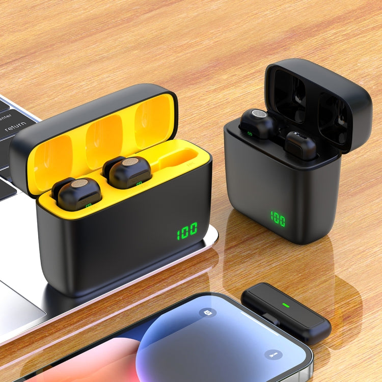SX6 1 TX + 2 RX Lavalier Wireless Microphone with Digital Display Charging Box, Specification:Type-C(Yellow) - free shipping - PMC Jewellery - Order now!