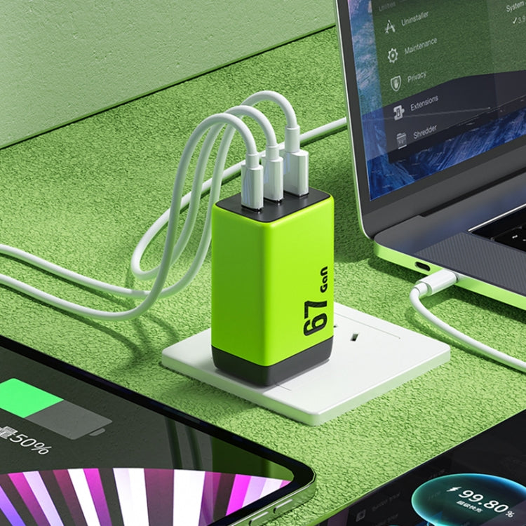 WK WP-U157 67W USB-C / Type-Cx2, USB GaN Fast Charger, Plug Type:EU Plug(Yellow) - free shipping - PMC TechLife - Order now!