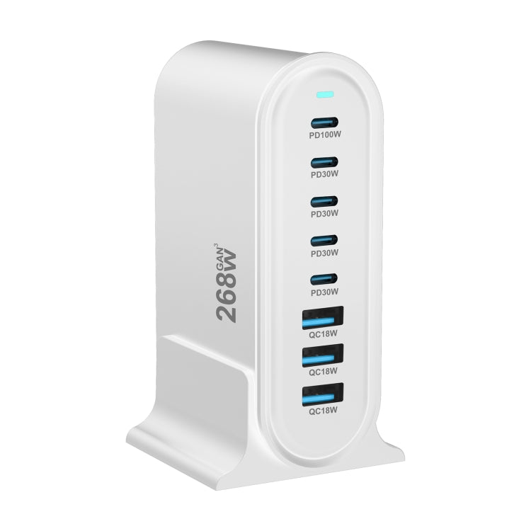 YMX-968 268W 5Type-C, 3USB 8-Ports Desktop Fast Charger, Plug Type:US Plug(White) - free shipping - PMC Jewellery - Order now!