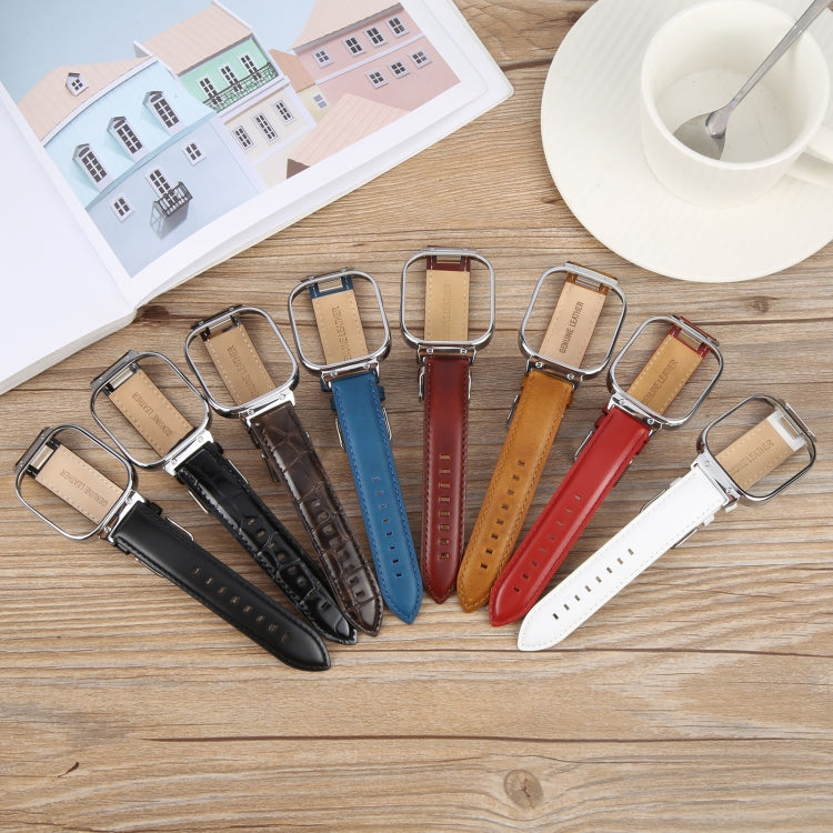 For Redmi Watch 4 Metal Silver Frame Genuine Leather Watch Band(Red) - free shipping - PMc TechLife - Order now!