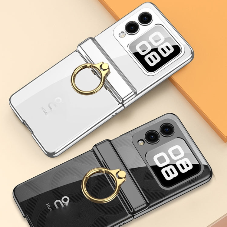 For Huawei nova Flip GKK Integrated Magnetic Folding Phantom Rotary Phone Case with Ring Holder(Silver) - Huawei Cases by GKK | Online Shopping South Africa | PMC Jewellery | Buy Now Pay Later Mobicred
