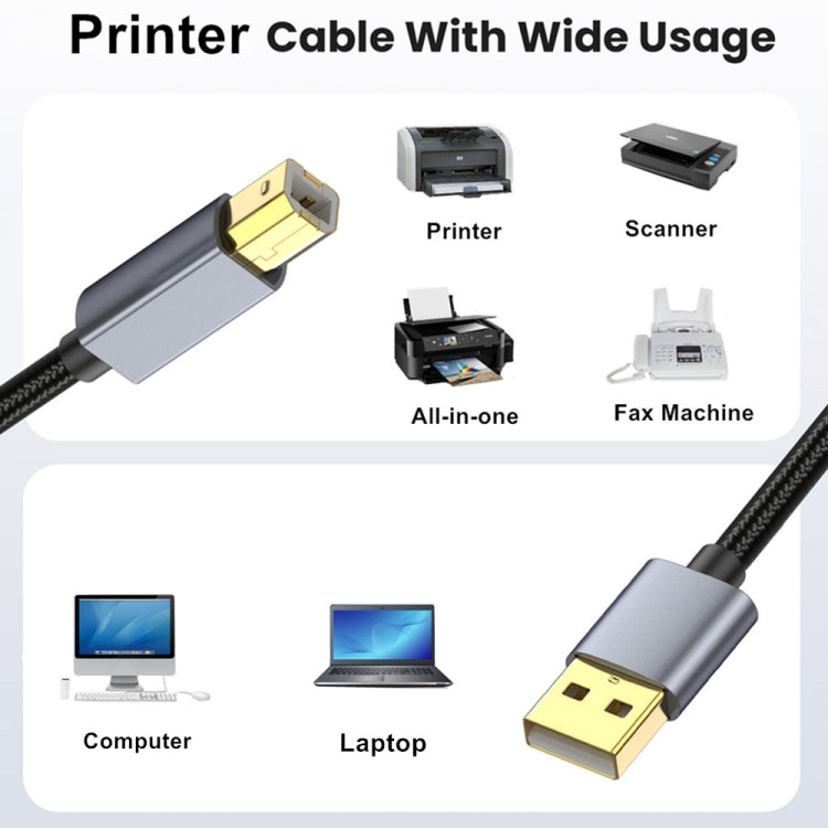 USB 2.0 A Male to B Male Square Port Printer Data Transmission Extension Cable, Length:10m - USB Cable by PMC Jewellery | Online Shopping South Africa | PMC Jewellery | Buy Now Pay Later Mobicred