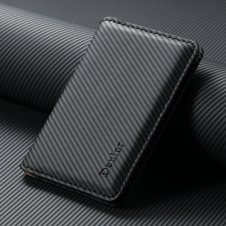Denior V13 Magsafe Wallet Carbon Fiber Texture Leather Magnetic Card Holder Bag(Black) - Adhesive Card Holders by Denior | Online Shopping South Africa | PMC Jewellery | Buy Now Pay Later Mobicred
