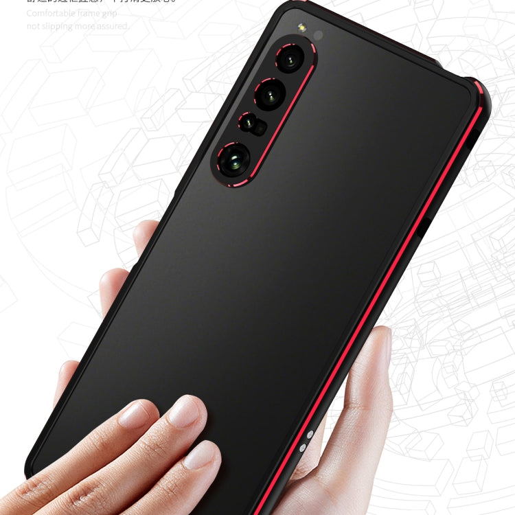 For Sony Xperia 1 VI Aurora Series Lens Protector + Metal Frame Protective Phone Case(Black Red) - Google Cases by PMC TechLife | Online Shopping South Africa | PMC TechLife | Buy Now Pay Later Mobicred