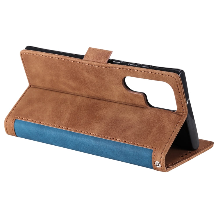 For Samsung Galaxy S25 Ultra 5G Retro Splicing Horizontal Flip Leather Phone Case(Blue) - Galaxy S25 Ultra 5G Cases by PMC TechLife | Online Shopping South Africa | PMC TechLife | Buy Now Pay Later Mobicred