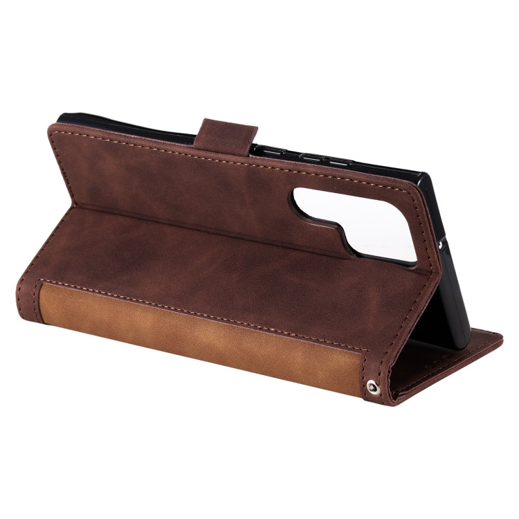 For Samsung Galaxy S25 Ultra 5G Retro Splicing Horizontal Flip Leather Phone Case(Brown) - Galaxy S25 Ultra 5G Cases by PMC TechLife | Online Shopping South Africa | PMC TechLife | Buy Now Pay Later Mobicred