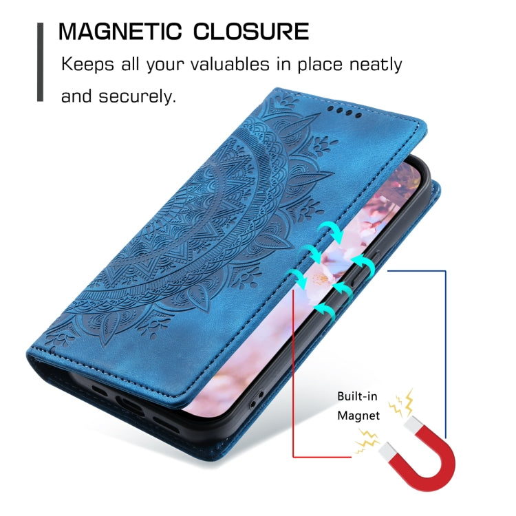 For Samsung Galaxy S25 5G Totem Embossed Magnetic Leather Phone Case(Blue) - Galaxy S25 5G Cases by PMC Jewellery | Online Shopping South Africa | PMC Jewellery | Buy Now Pay Later Mobicred
