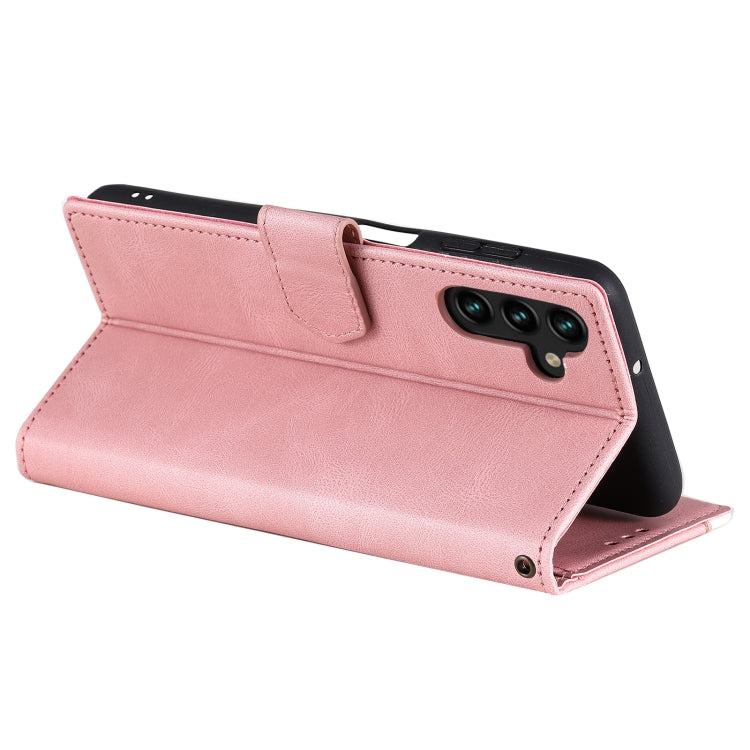 For Samsung Galaxy S25 5G Nail Skin Feel Stitching Calf Texture Leather Phone Case(Rose Gold) - Galaxy S25 5G Cases by PMC TechLife | Online Shopping South Africa | PMC TechLife | Buy Now Pay Later Mobicred