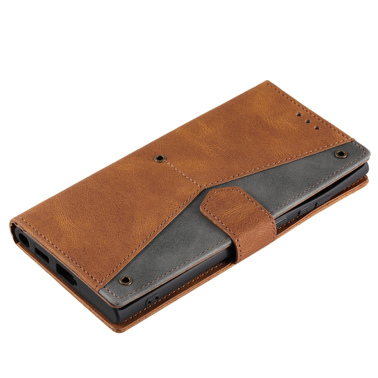 For Samsung Galaxy S25 Ultra 5G Nail Skin Feel Stitching Calf Texture Leather Phone Case(Brown) - Galaxy S25 Ultra 5G Cases by PMC TechLife | Online Shopping South Africa | PMC TechLife | Buy Now Pay Later Mobicred